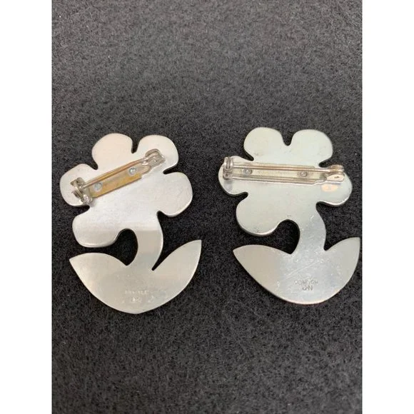 MID Century Pewter Marked JHN Flower Pin Set - Picture 2 of 7